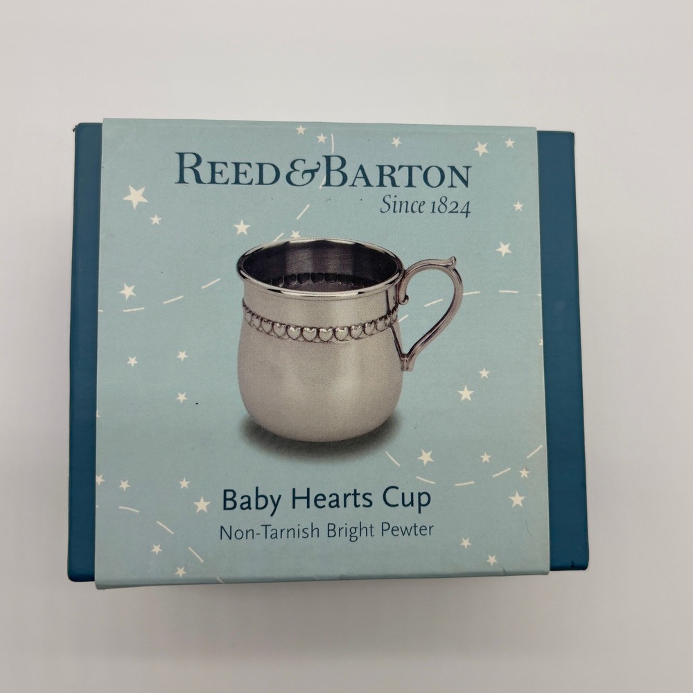 Reed & Barton Baby Hearts Cup Pewter Non Tarnish Bright Since 1824 in Box